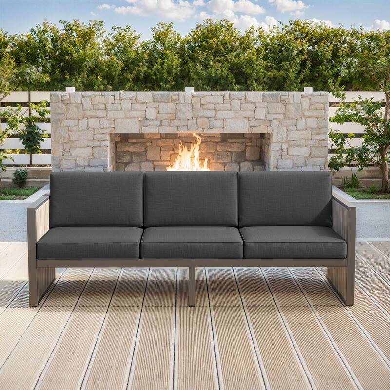 Gymojoy 3-Seat Outdoor Sofa, Weatherproof PE Rattan & Thick Cushions for Patio, Garden