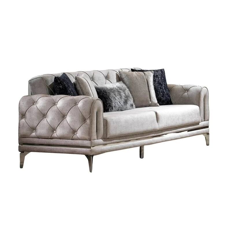 Lincove Velvet Upholstered Sofa - Durable Construction - Grey