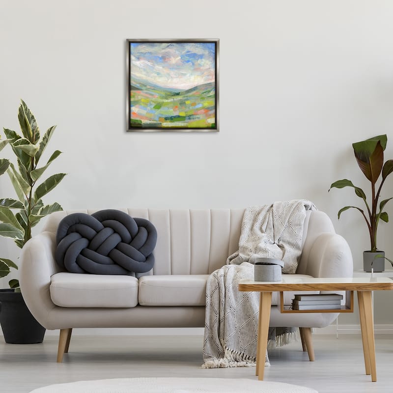 Stupell Jolly Geometric Countryside Scene Framed Floater Canvas Wall Art Design By Ashley Davis