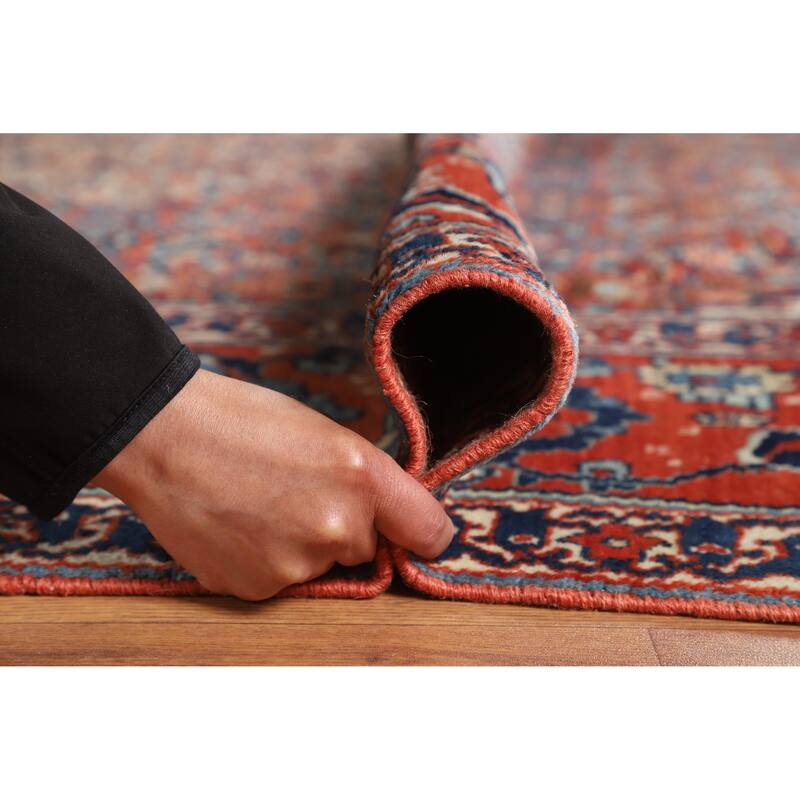 Hand Knotted Oriental 100% Wool Carpet Traditional Floral Oranges & Rust Senneh Area Rug - 11' 11'' X 9' 0''