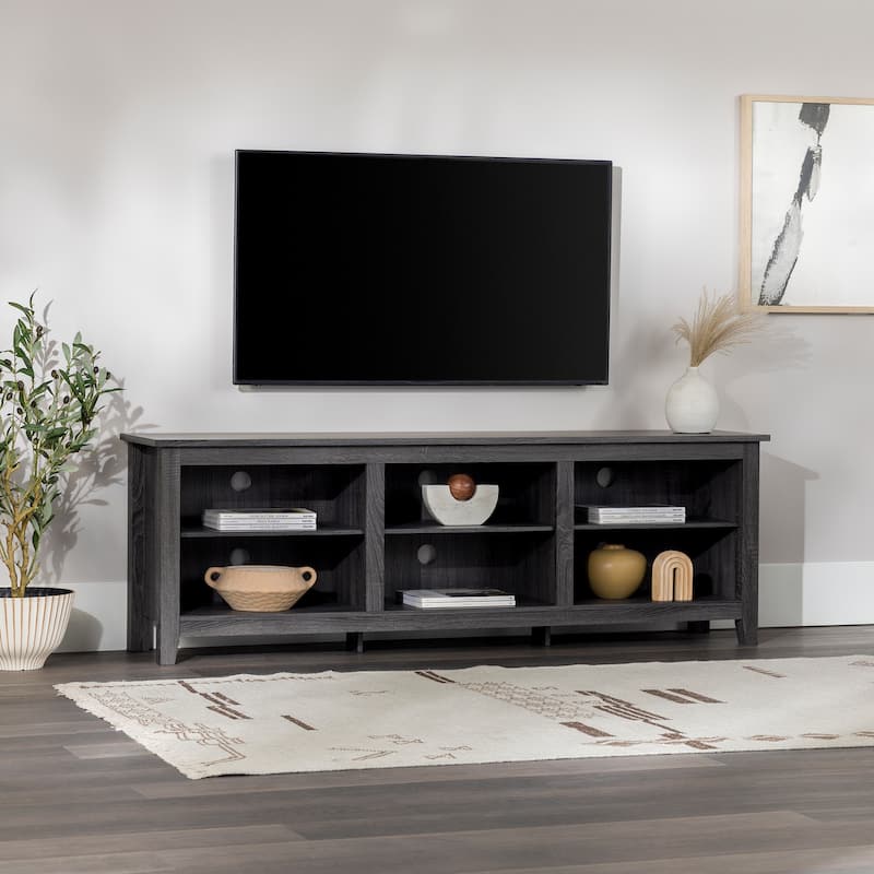 Middlebrook Designs 70-inch Wooden TV Stand with Open Storage - Charcoal
