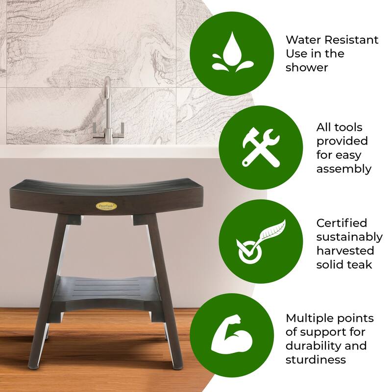 DecoTeak 18", Teak Shower Bench, Teak Bench for Shower, Teak Bench, Shower Teak Bench, Teak Wood Shower Bench, Teak Shower Stool