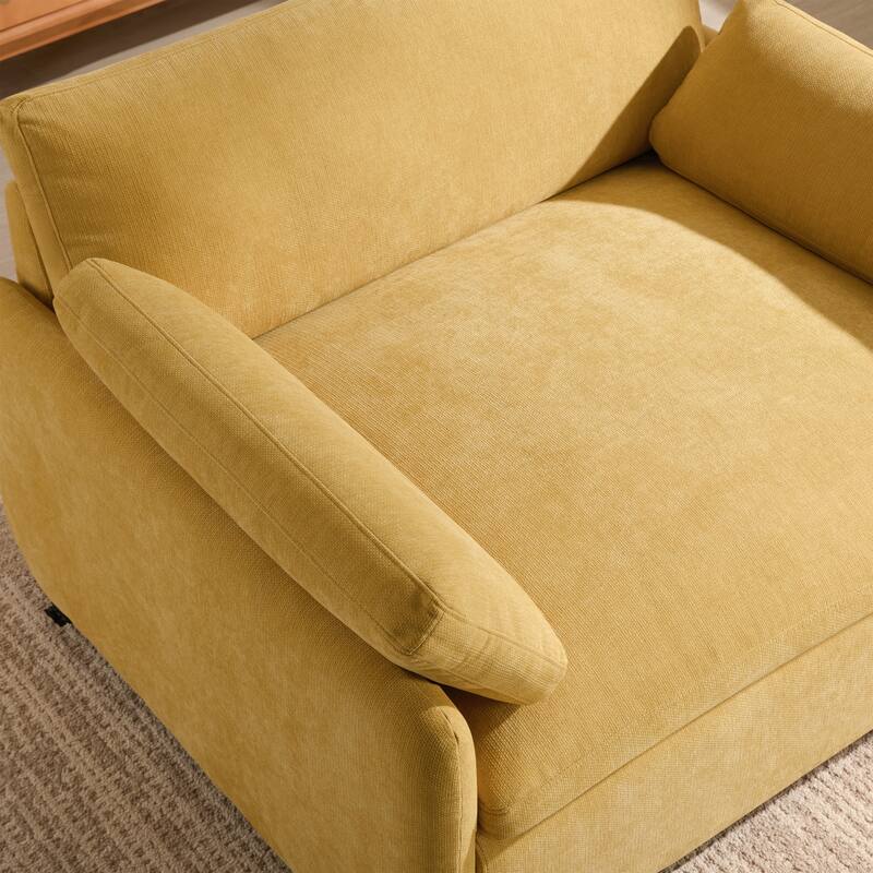 Roomfitters 50" Oversized Chenille Accent Chair, Wide Deep Seat Single Sofa, Modern Upholstered Lounge Chair with Pillows