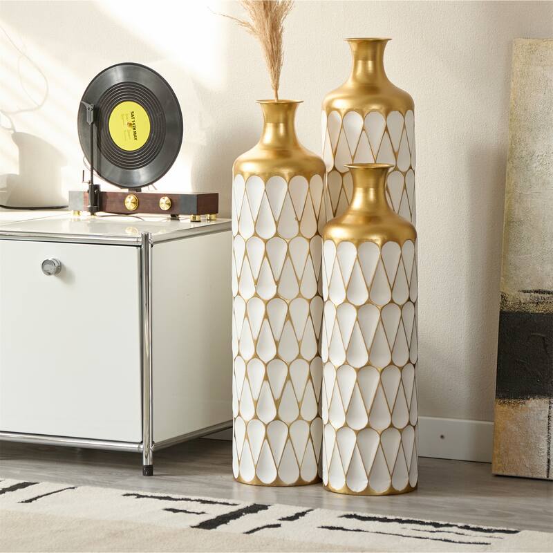 Modern Decoration Floor Metal Vase with Glazed (Set of 3)