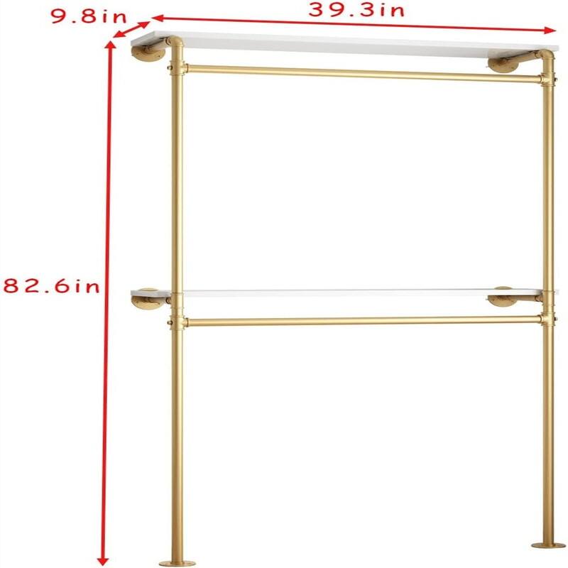 Gold Pipe Clothing Racks with 2 Tier Shelves