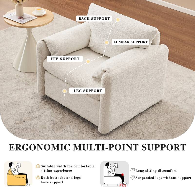 Chenille Swivel Accent Chair with 360° Rotation & Resilient Cushion