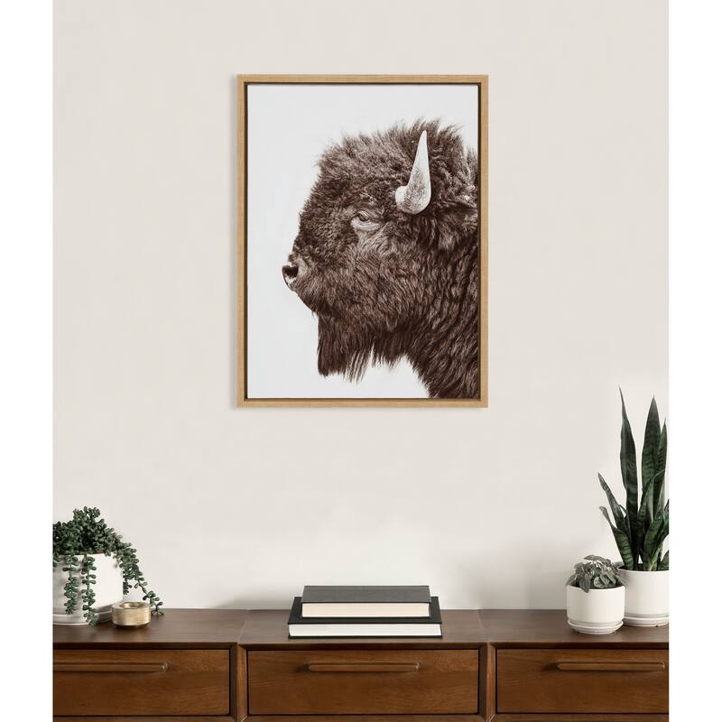 Kate and Laurel Sylvie Bison Profile Framed Canvas by Amy Peterson Art Studio
