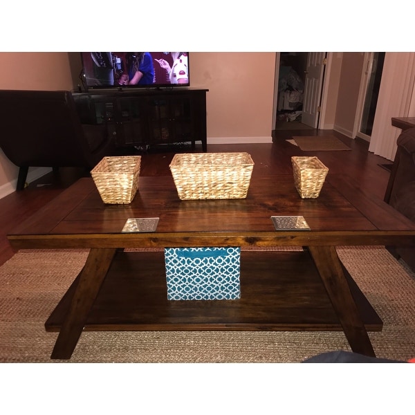 Ashley Furniture T392 13 Bradley Burnished Brown Table W Replicated Plank Tabletop Set Of 3