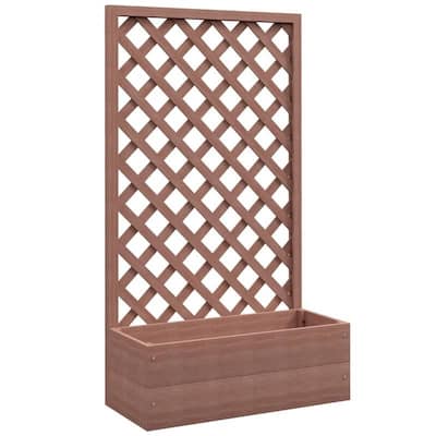 Wood-Plastic Raised Garden Planter Box with Lattice Trellis - 29.5" L x 13.25" W x 53.25" H