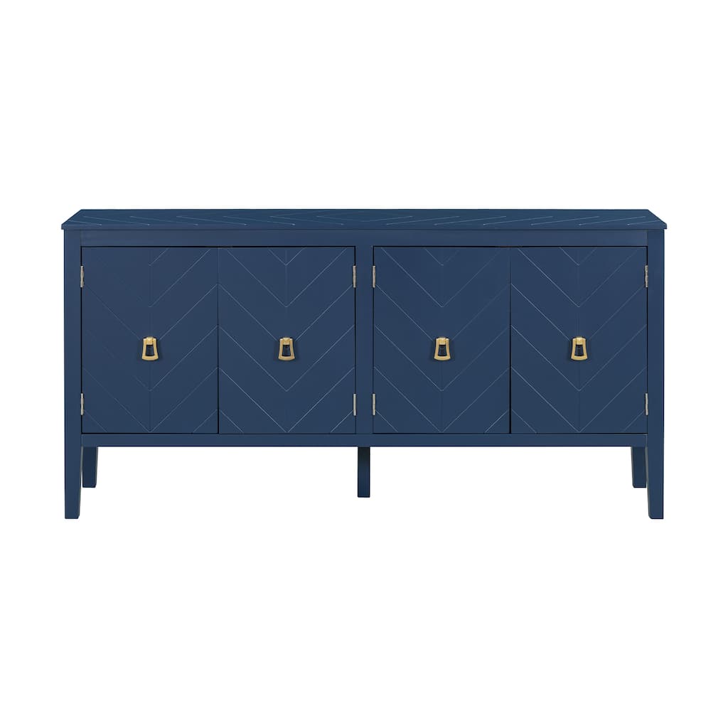 Retro-Style 4-Door Sideboard Narrow Entryway Table with Metal Handles, for Living Rooms, Foyer and Hallways