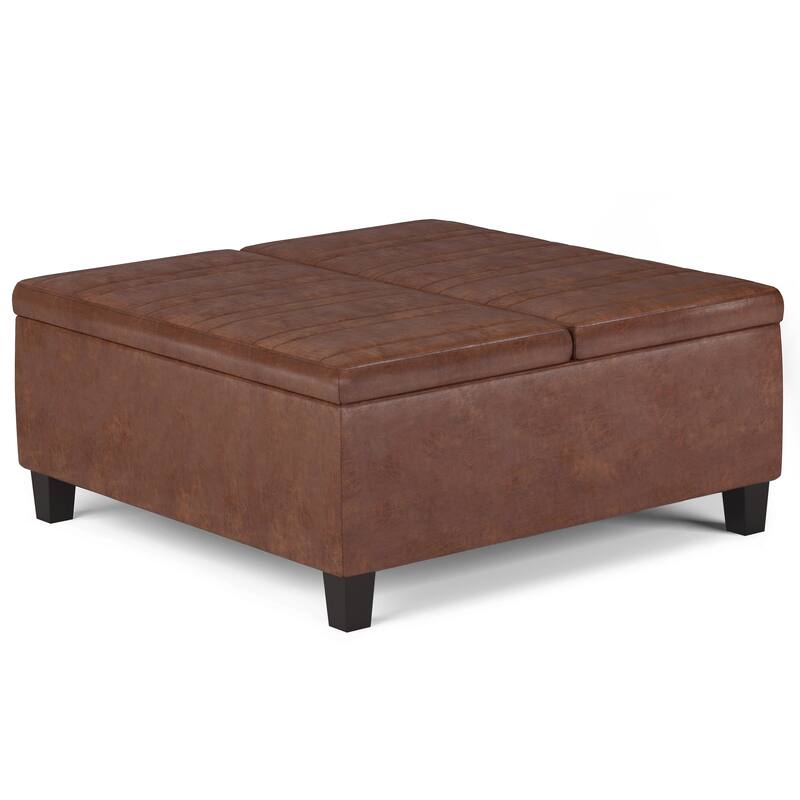 Coffee Table Storage Ottoman - Dark Brown