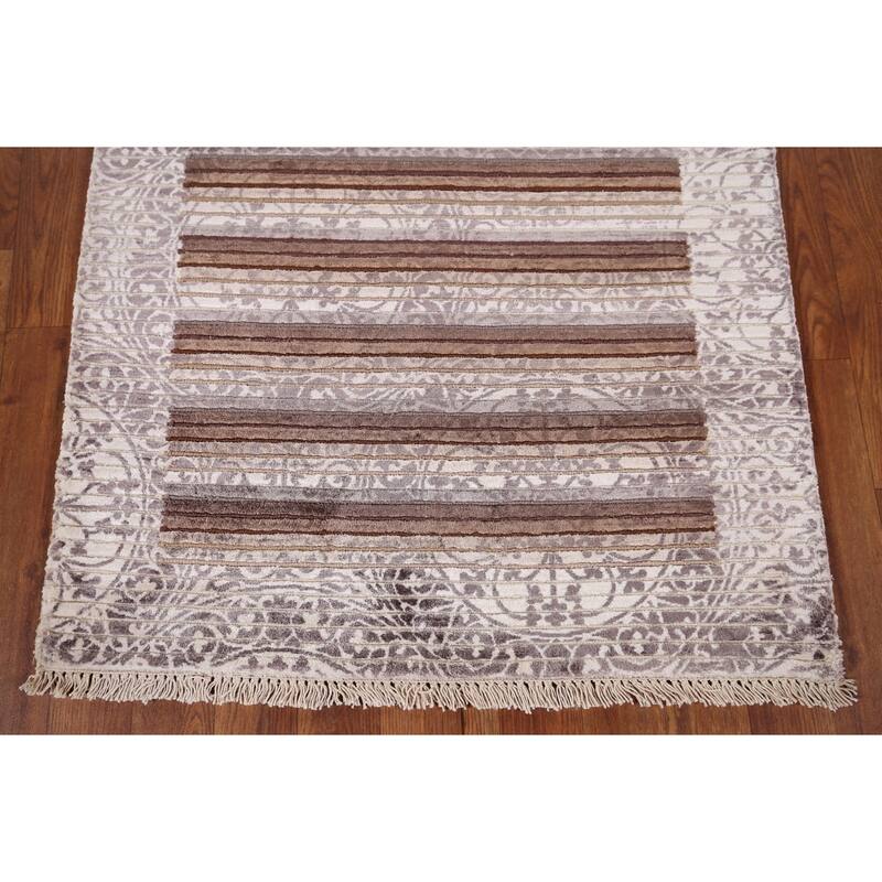 Striped / Abstract Oriental Accent Rug Handmade Wool Carpet - 2'8" x 5'0"