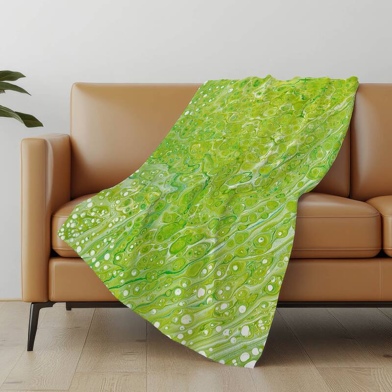 Premium Machine Washable ASB50 Abstract Modern Sherpa Throw Blanket - Clover - 4'2" x 5'10"