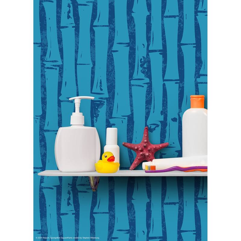 RoomMates SpongeBob SquarePants Bamboo Blue Peel and Stick Wallpaper - N/A