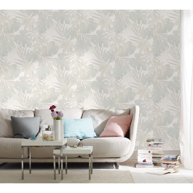 Marburg Nona Cream Tropical Leaves Wallpaper - 20.9 x 396 x 0.025