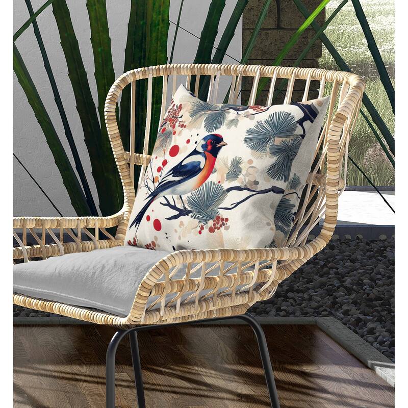 Pine and Ember Indoor/Outdoor Reversible Throw Pillow Blue and Red