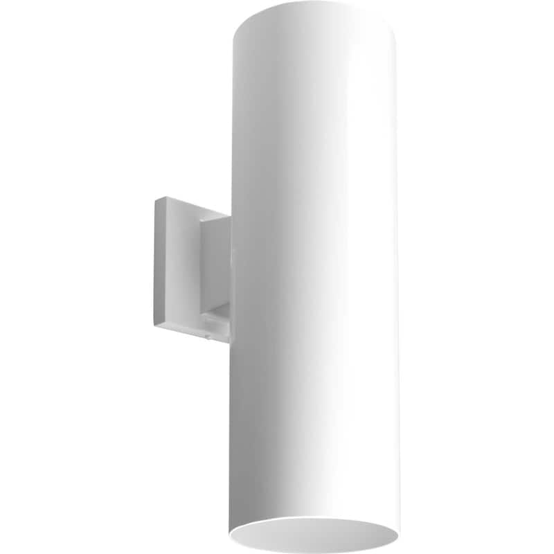 Progress Lighting Cylinder 2 Light Outdoor Wall Sconce with Metal - White