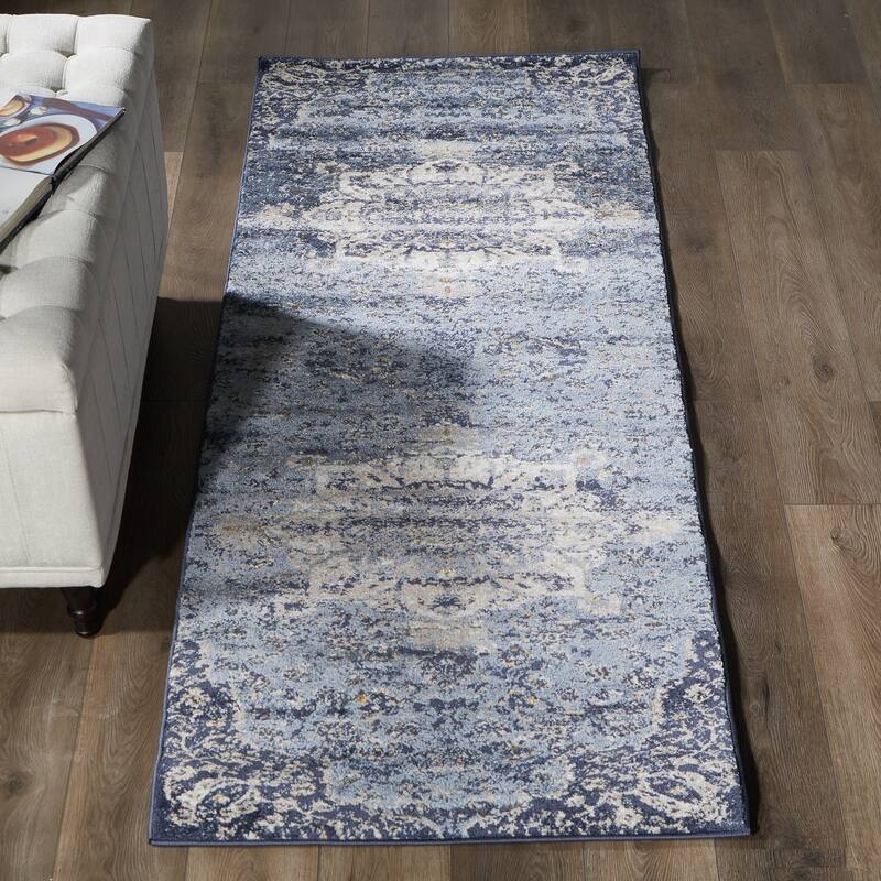 Milan Blue/Tribeige Polypropylene Area Rug