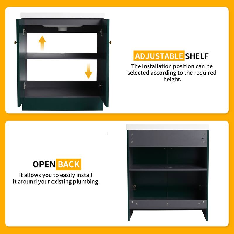 Beingnext 24"/30"/36" Bathroom Vanity with Sink, Freestanding Bathroom Vanity with Soft Close Door and Adjustable Shelf