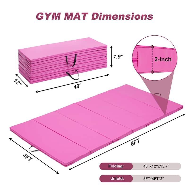 Zenova Gymnastics Mat 4FT x 8F Folding Exercise Mat 6 Panel Thick Tumbling Mats - 8FT