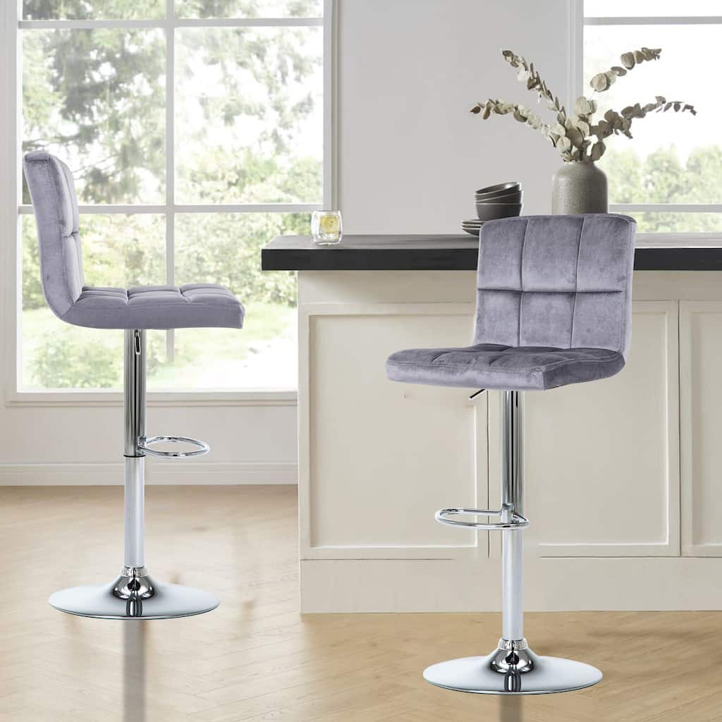 Faux Leather or Velvet Upholstered Adjustable Barstools Counter Bar Pub Height Stools set of 2