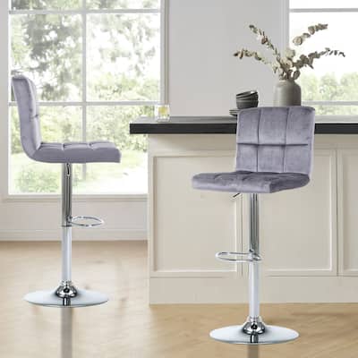 Faux Leather or Velvet Upholstered Adjustable Barstools Counter Bar Pub Height Stools set of 2