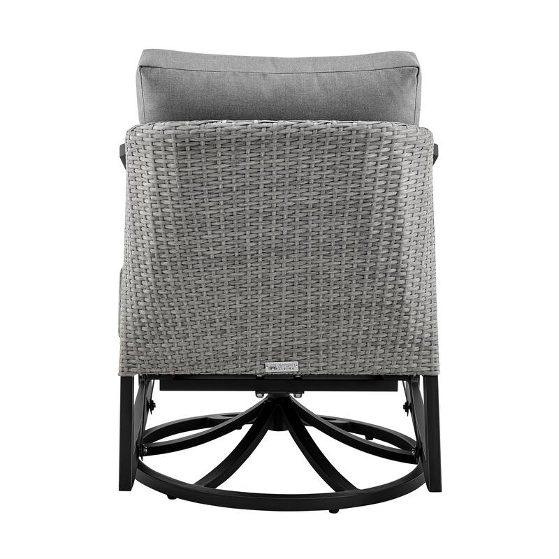 Aileen Grey Wicker and Black Aluminum Outdoor Patio Swivel Glider Chair