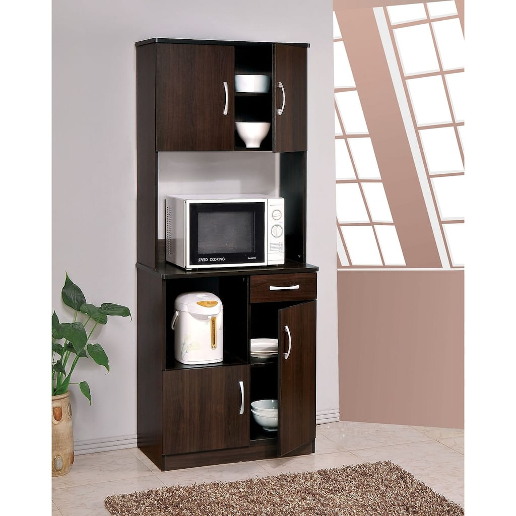 Wooden Cabinet with 4 Doors in Espresso - N/A