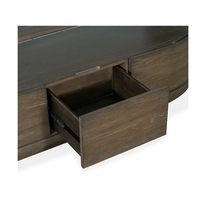 Magnussen Home Bosley Lt. Brown Porpoise Demilune Console - 60''W x 17''D x 29''H