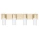 preview thumbnail 3 of 4, Sutton 4-light Soft Gold Bath/ Vanity Fixture w/ Soft White Glass