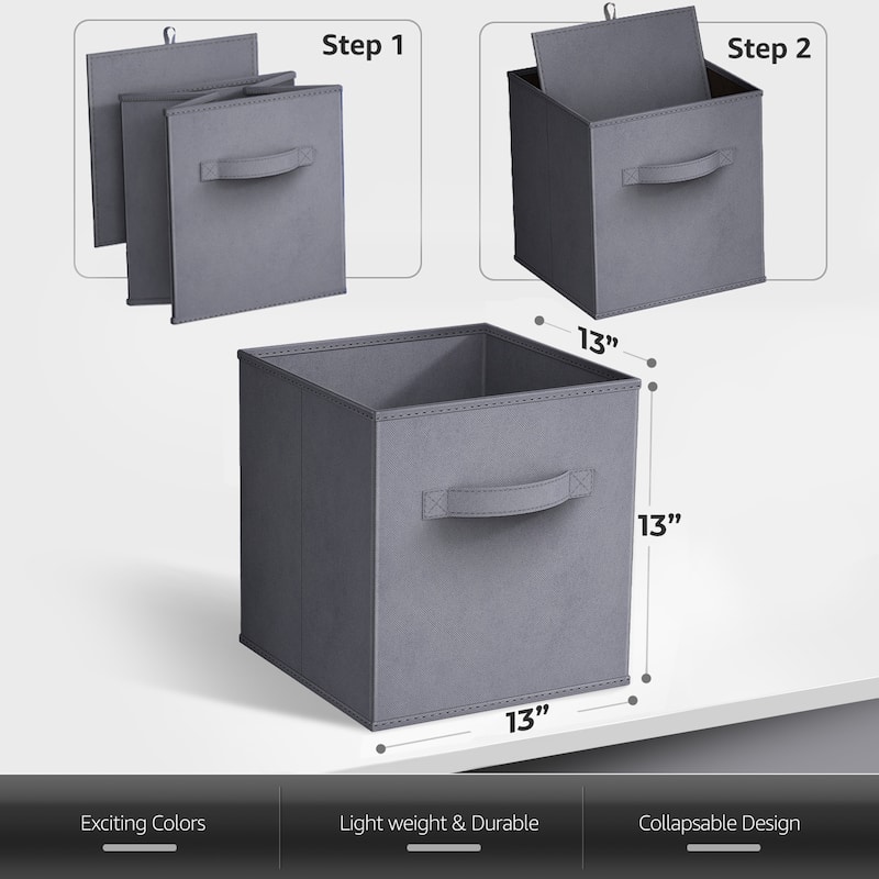 Sorbus Large Foldable Storage Bins - Fabric Cubes 8 Pack - 13"L x 13"W x 13"H