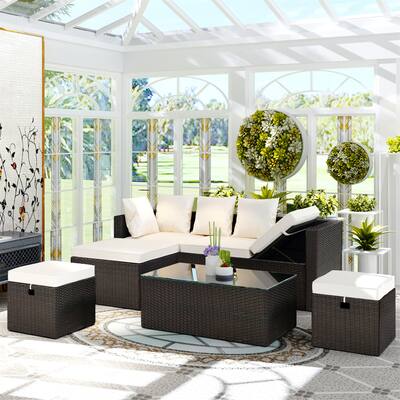GZMR 5-Piece All Weather PE Wicker Sofa Set