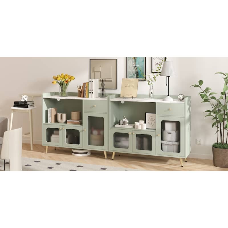Sideboard Buffet Cabinets with Acrylic Door, Kitchen Storage Cabinets, Wood Coffee Bar Tables