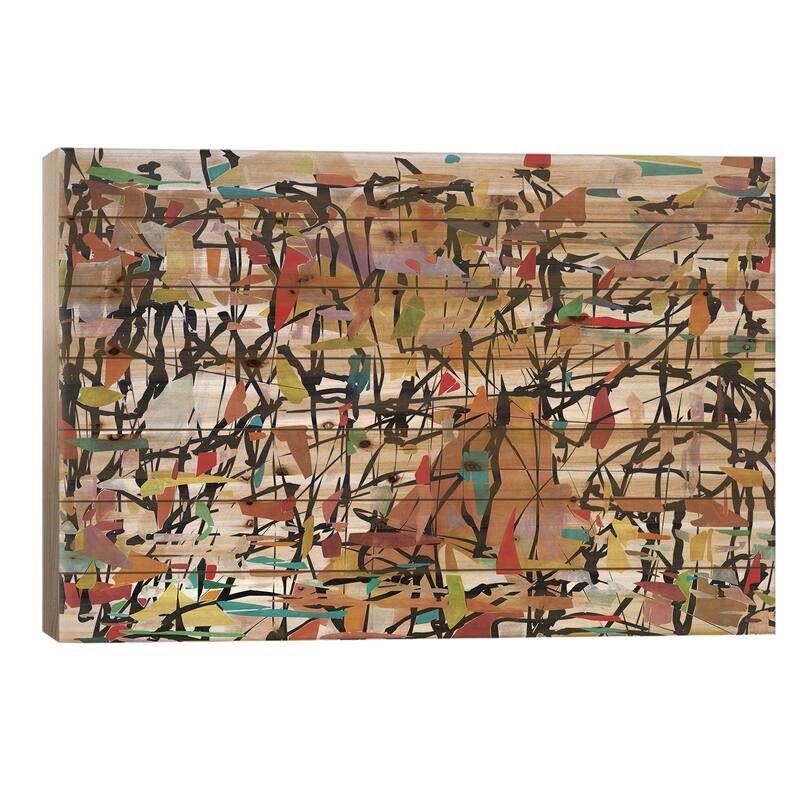 Pollock Wink XXV Print On Wood by Angel Estevez - Multi-Color - 26x40x1.5