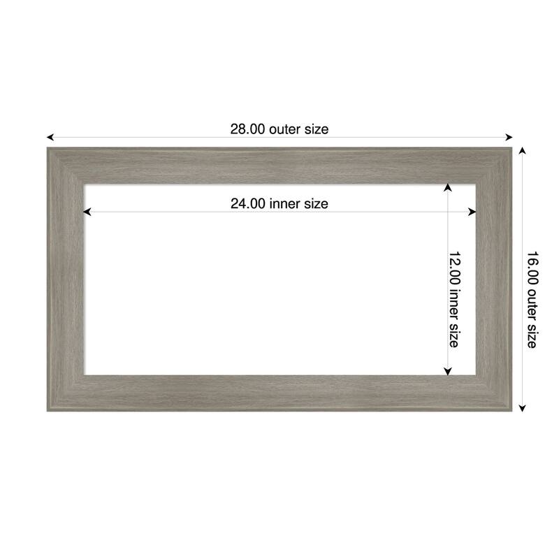 Grand Narrow Framed Dry Erase Magnetic Board - 28 x 16 in - Grand Greywash Narrow