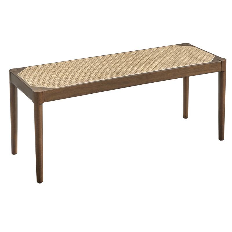 Simple Living Newington Solid Wood Bench with Cane Seat