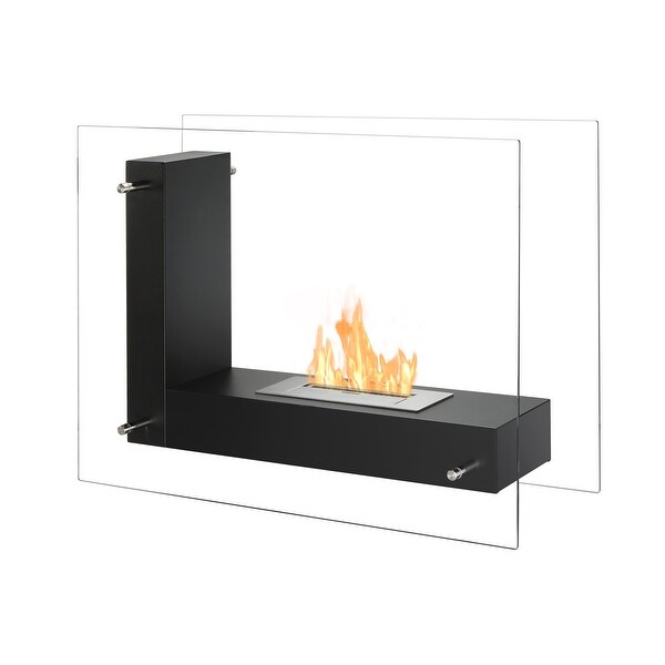 Shop Ignis Fsf 005 Vitrum L Black Freestanding Ventless Ethanol