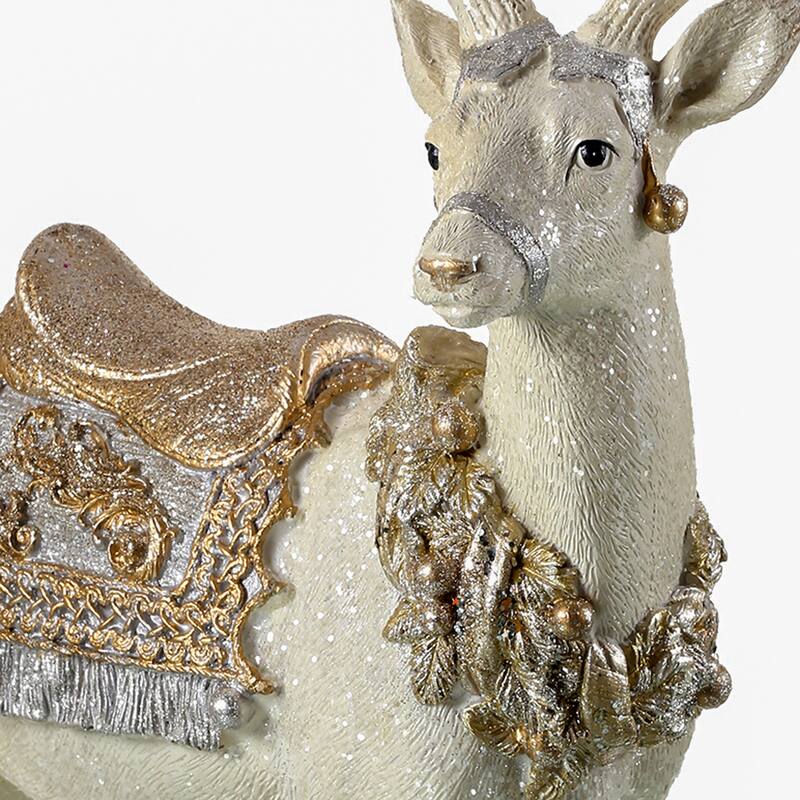 16" Resin Standing Deer W/Glit Saddle & Blanket