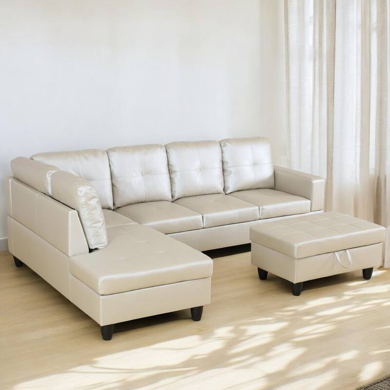 KISRAIS 103" Wide 3-Piece Vegan Leather Sectional Sofa Set - 103.5"W*74.5"D*35"H