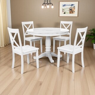 5-Piece Dining Set, Solid Wood Table with 4 Chairs, Seats 4 - Bed Bath ...