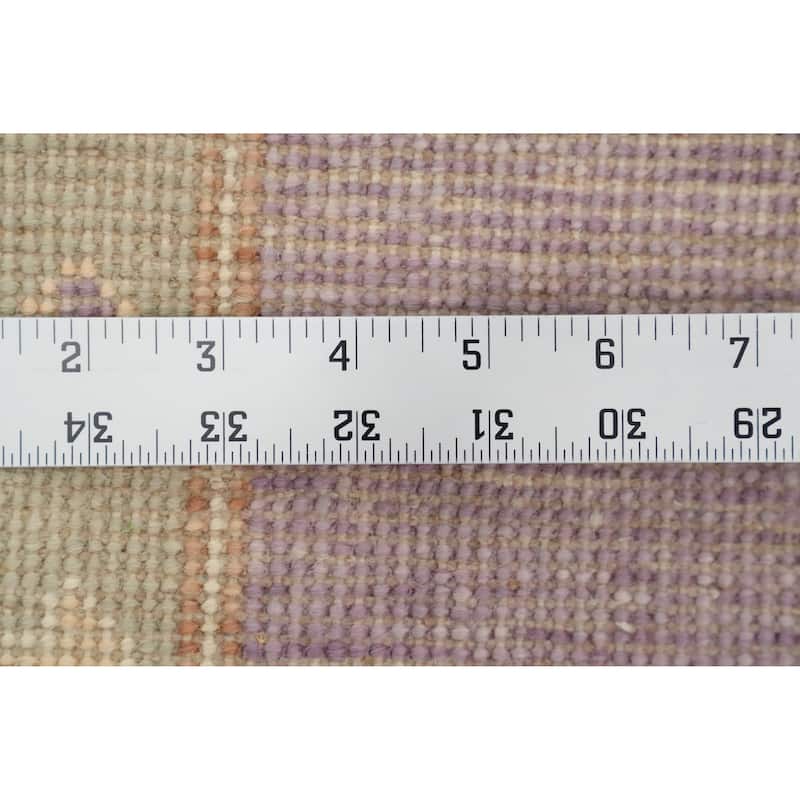 Hand Knotted Oriental 100% Wool Carpet Transitional Geometric Purples Oushak Area Rug - 7' 4'' X 4' 2''