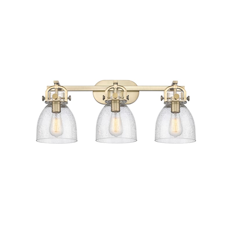 Innovations Lighting 410-3W-12-27 Newton Bell Vanity Newton Bell 3 - Brushed Brass / Seedy