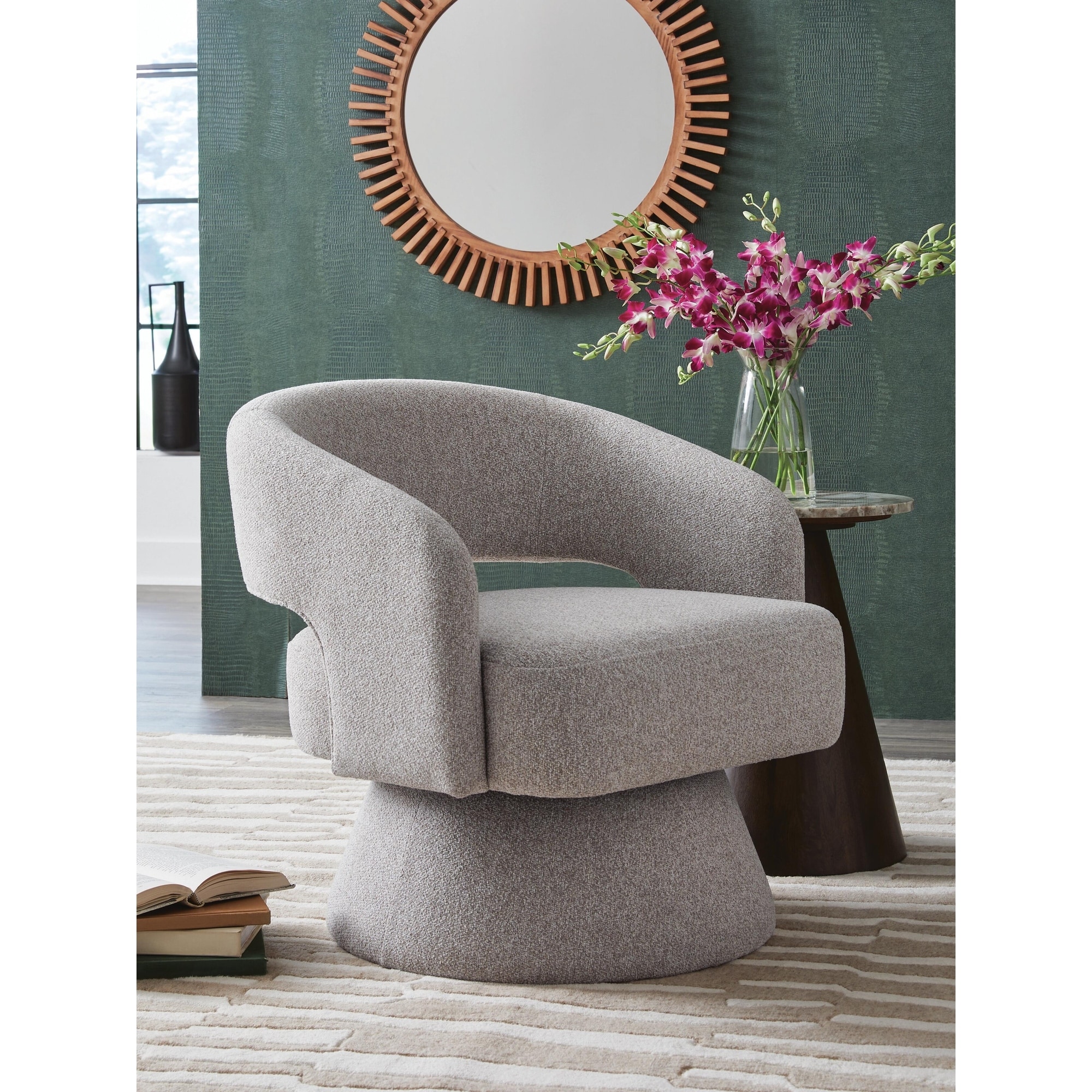Signature Design by Ashley Nashkins Gray Swivel Accent Chair - 28"W x 28"D x 29"H