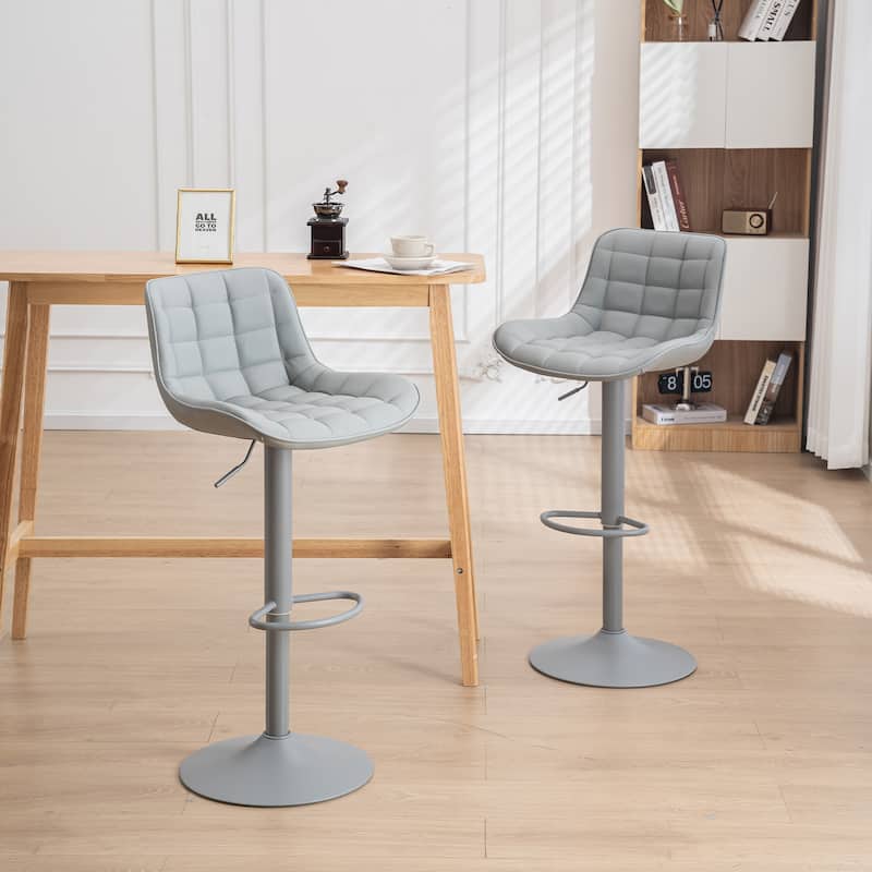 Modern Adjustable Swivel Bar Stools Counter Height Set of 2 - Grey