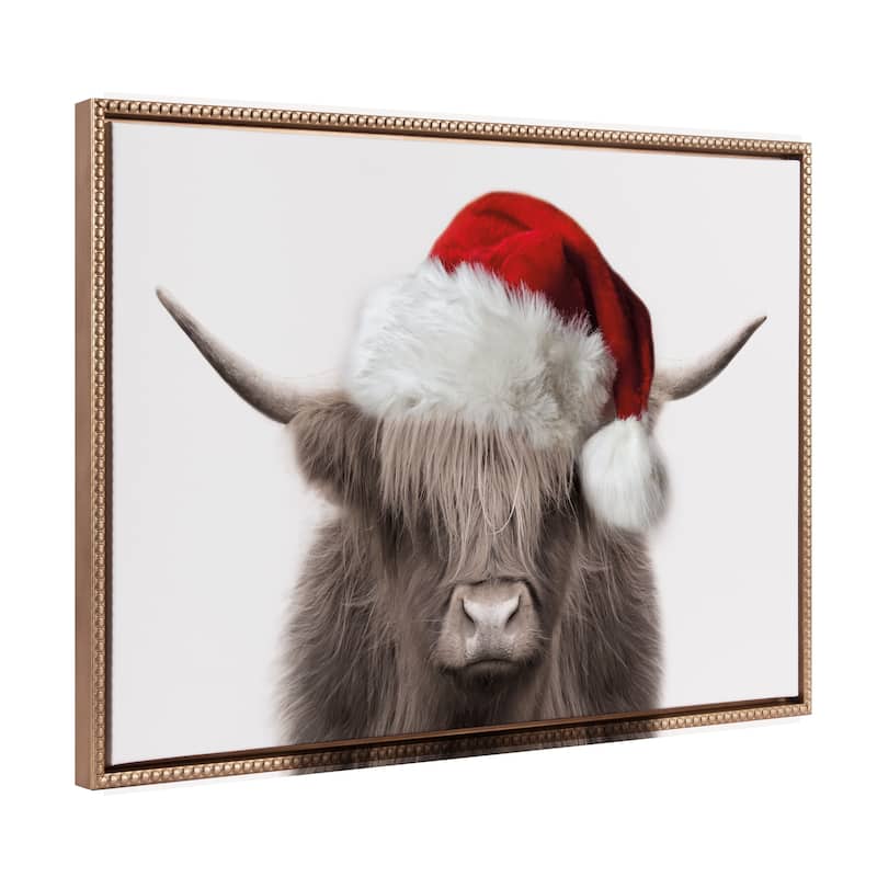Sylvie Beaded Hey Dude Cow Color Santa Canvas by Creative Bunch Studio