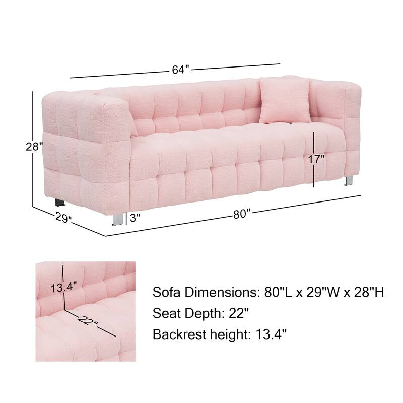 Premium 80-inch Wool Sofa with High-Density Foam Filling and Bonus Cushions