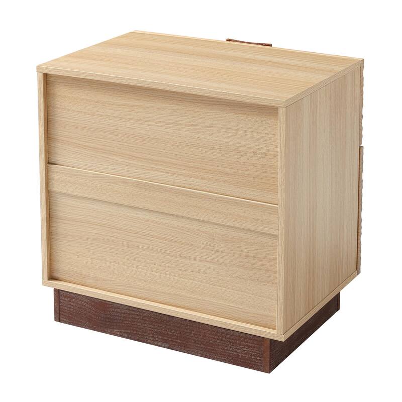 COZAYH Modern Farmhouse Dresser with Grooved Front Design, Spacious Rustic Bedside Chest for Bedroom Light Natural Wood Finish