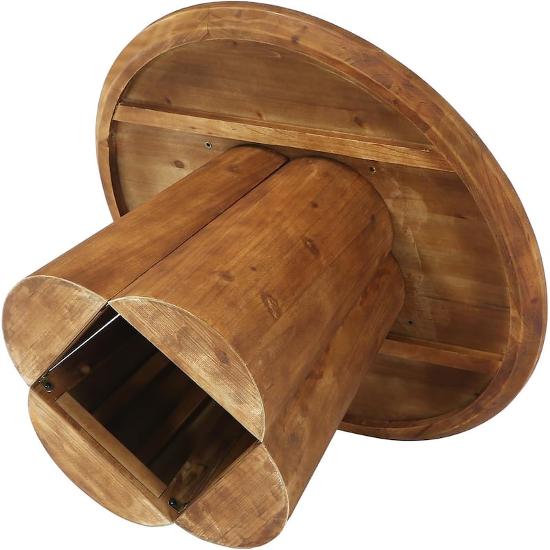 Round Coffee Table, 31.5" Solid Wood Farmhouse Center Table with Drum Base - 31.5" L x 31.5" W x 18.9" H