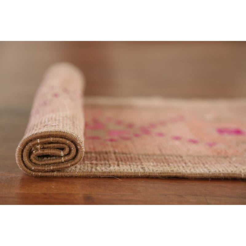 Hand Knotted Oriental 100% Wool Carpet Transitional Tribal Peach Anatolian Area Rug - 2' 6'' X 1' 6''