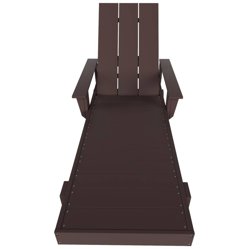 Polytrends Shoreside Modern Poly Eco-Friendly All Weather Reclining Chaise Lounge With Arms, Wheels, & Side Table (2-Piece Set)